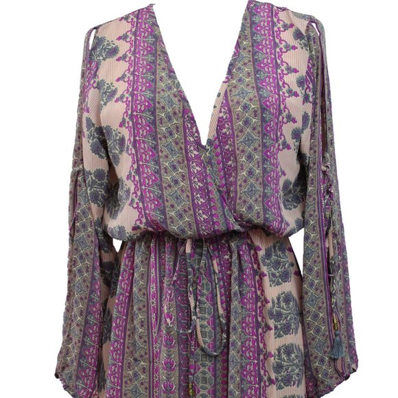 BOHO INSPIRED PRINT LONG SLEEVE MINI DRESS - Picture 5 of 8